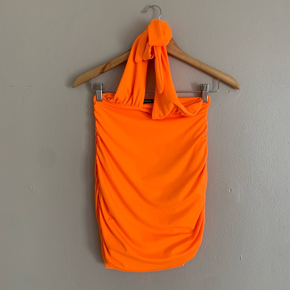SHEIN Neon Orange Halter Top